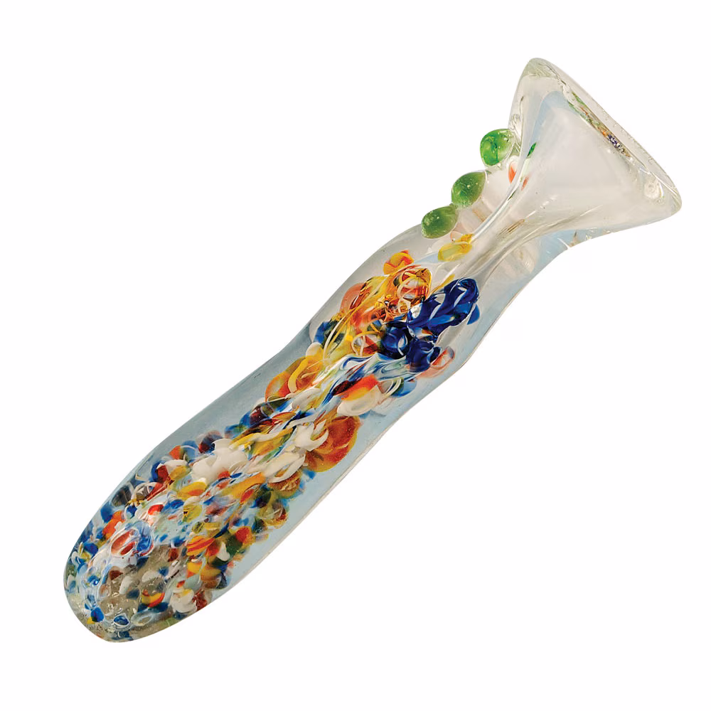 Photograph of product: Splatter Party Frit Glass Chillum | 3.25"