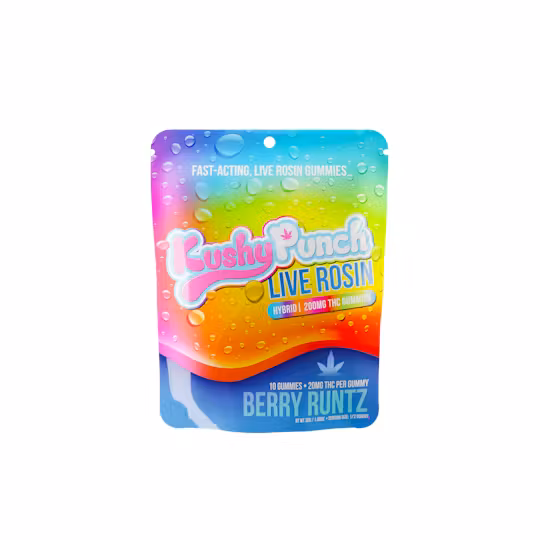 Photograph of product: Kushy Punch - Berry Runtz - Live Rosin Gummies - 200mg