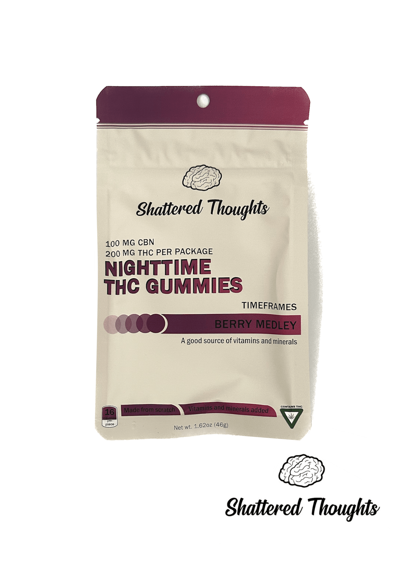 Photograph of product: Shattered Thoughts - Berry Medley - Gummy - 1:2 CBN:TH-oui