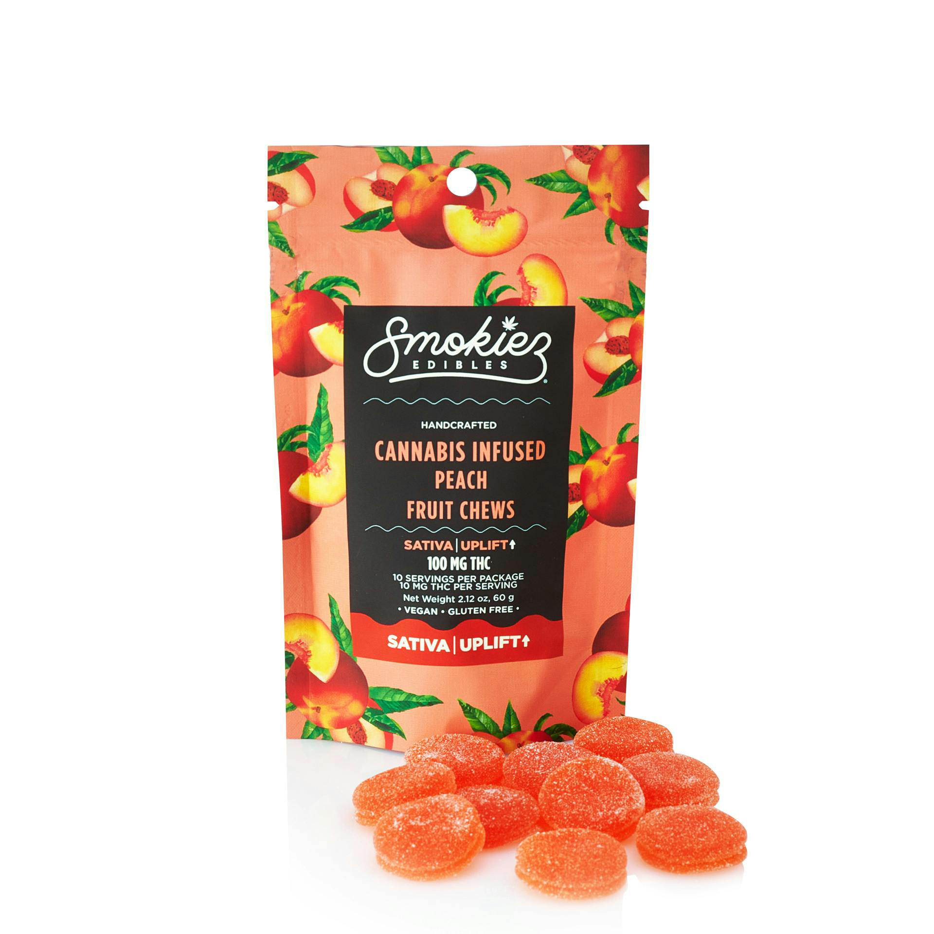 Photograph of product: Smokiez - Sweet Peach - Fruit Chews - 10-Pack (100mg) [S]