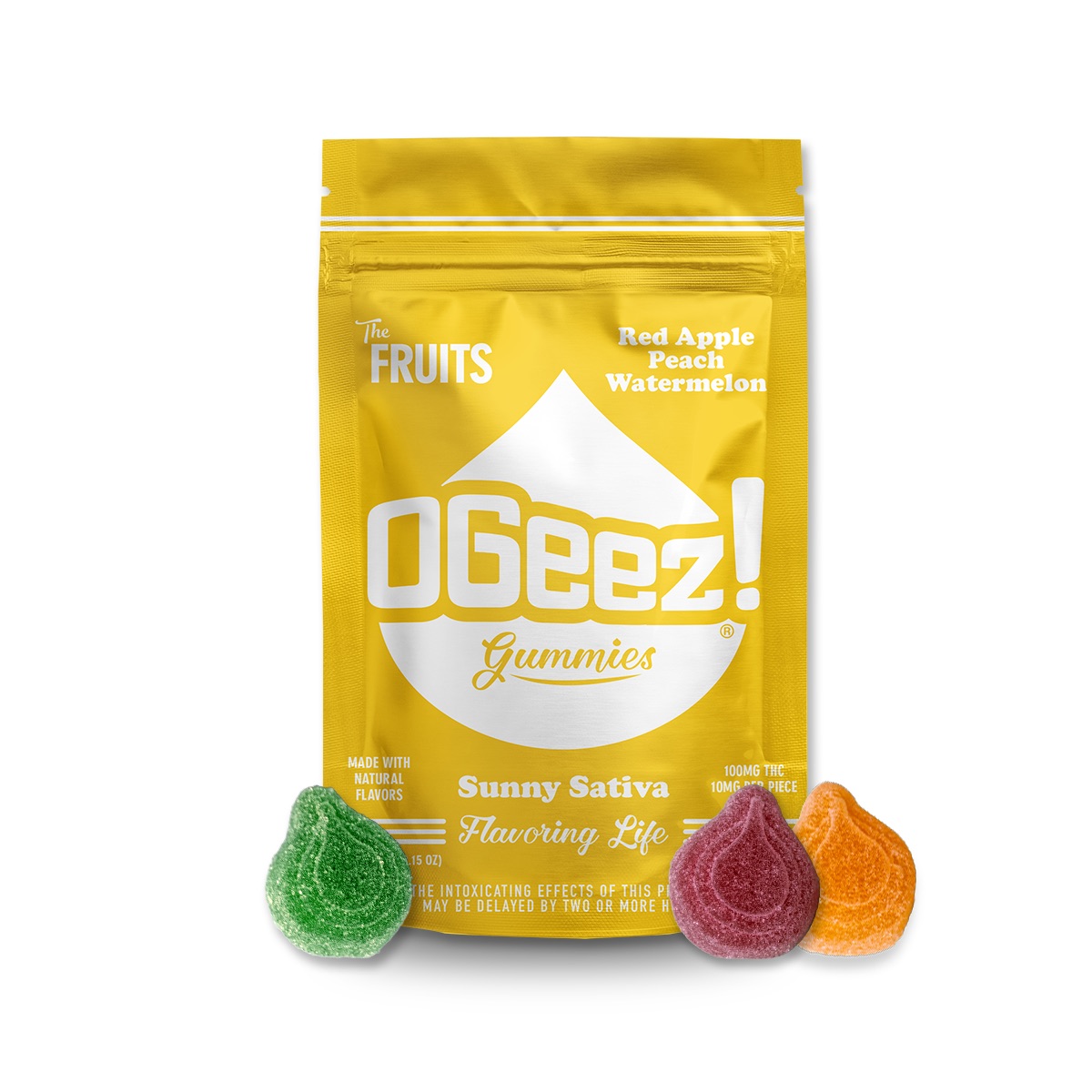 Photograph of product: OGeez! | Gummies | The Fruits | Sunny Oui'd | 10pk/100mg