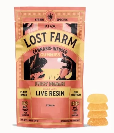 Photograph of product: Lost Farm - Juicy Peach/GSC Sherbet - Live Resin Gummies