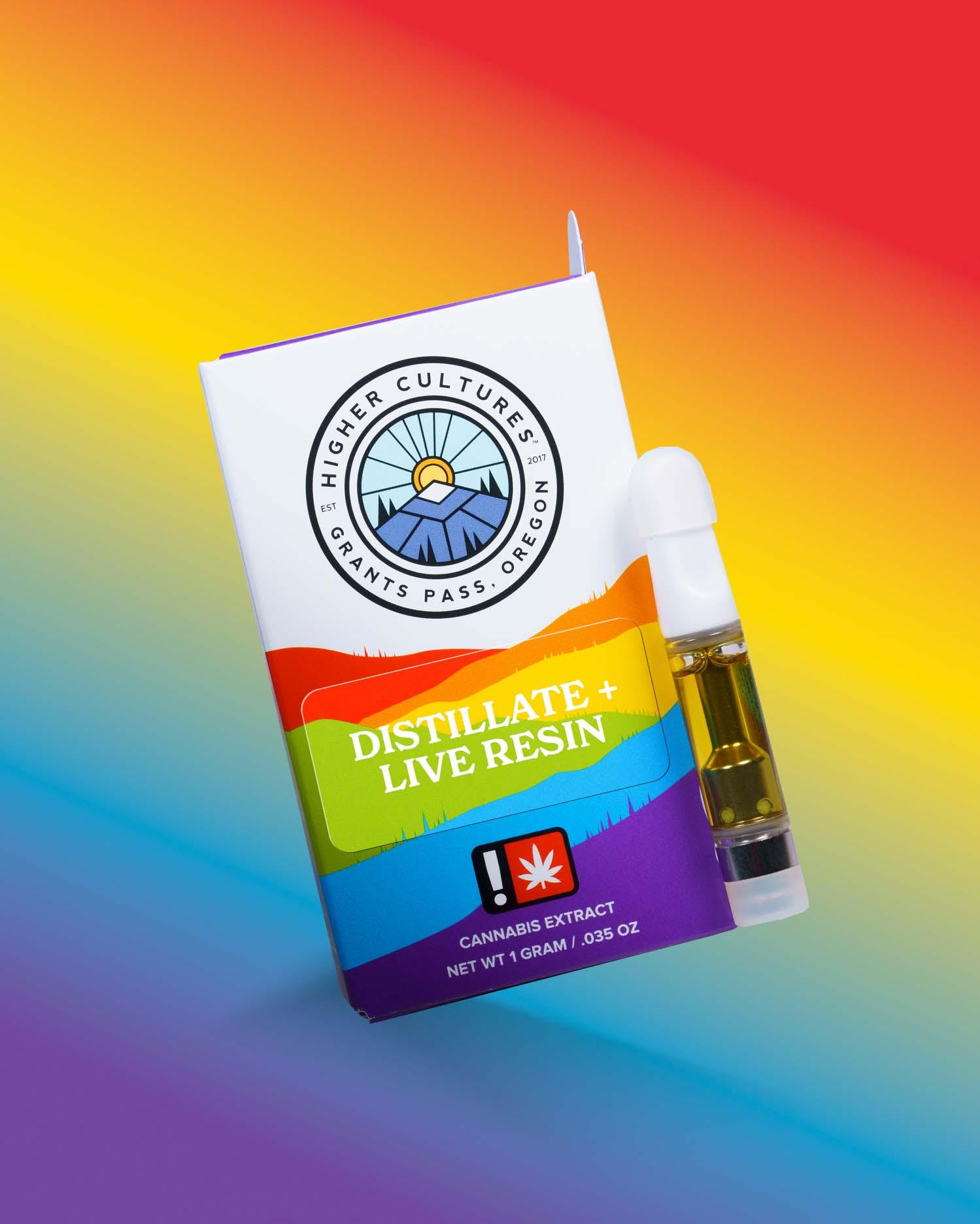 Photograph of product: Higher Cultures Double GMO Distillate + Live Resin Cartridge 1g