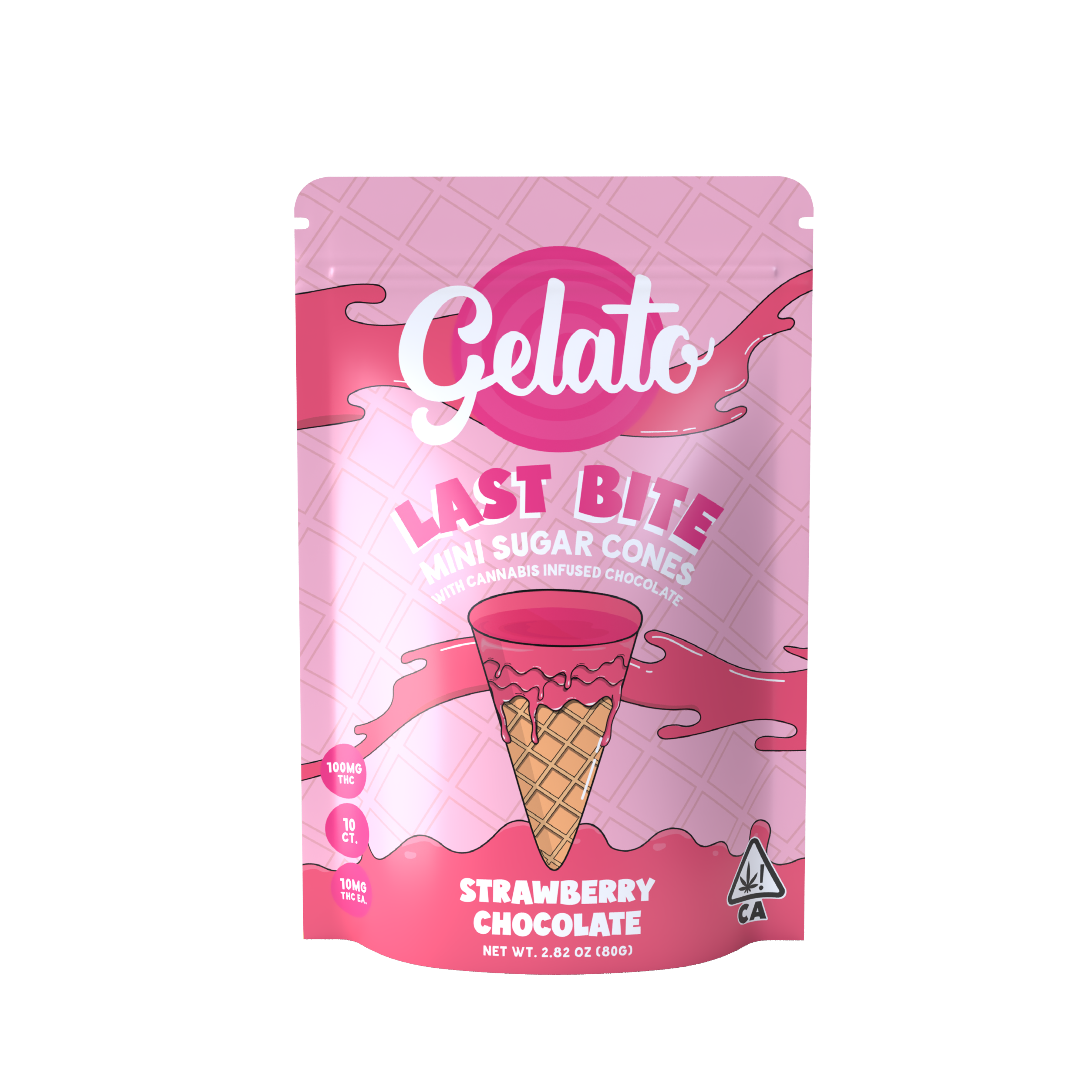 Photograph of product: Gelato | Last Bites Strawberry Chocolate Mini Cones 100mg
