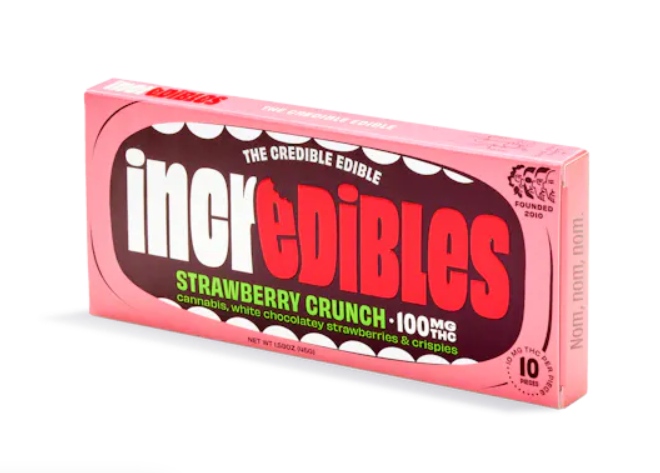 Photograph of product: Incredibles | Strawberry Crunch | 100mg | Chocolate Bar