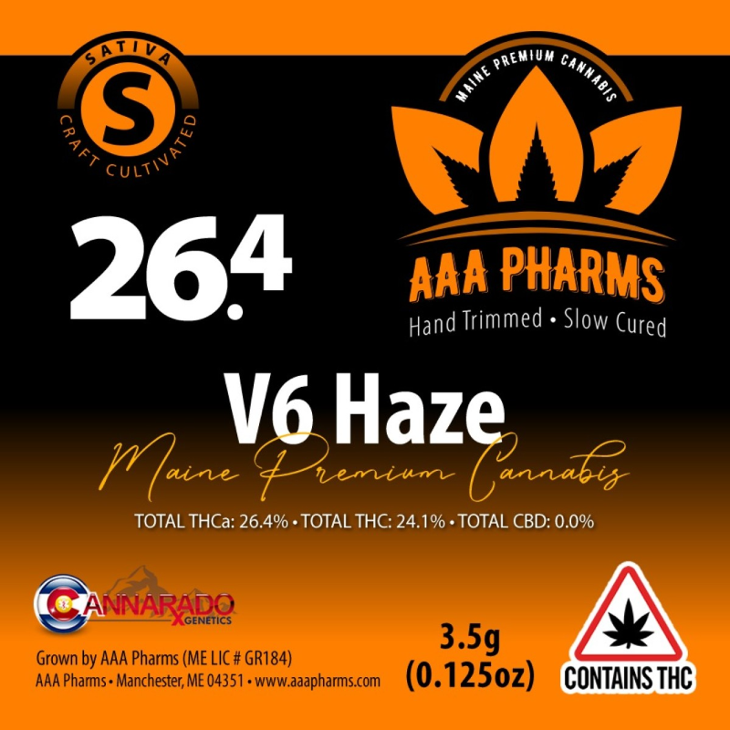Photograph of product: V6 Haze Prepackaged Flower - AU AAA Pharms - 28g