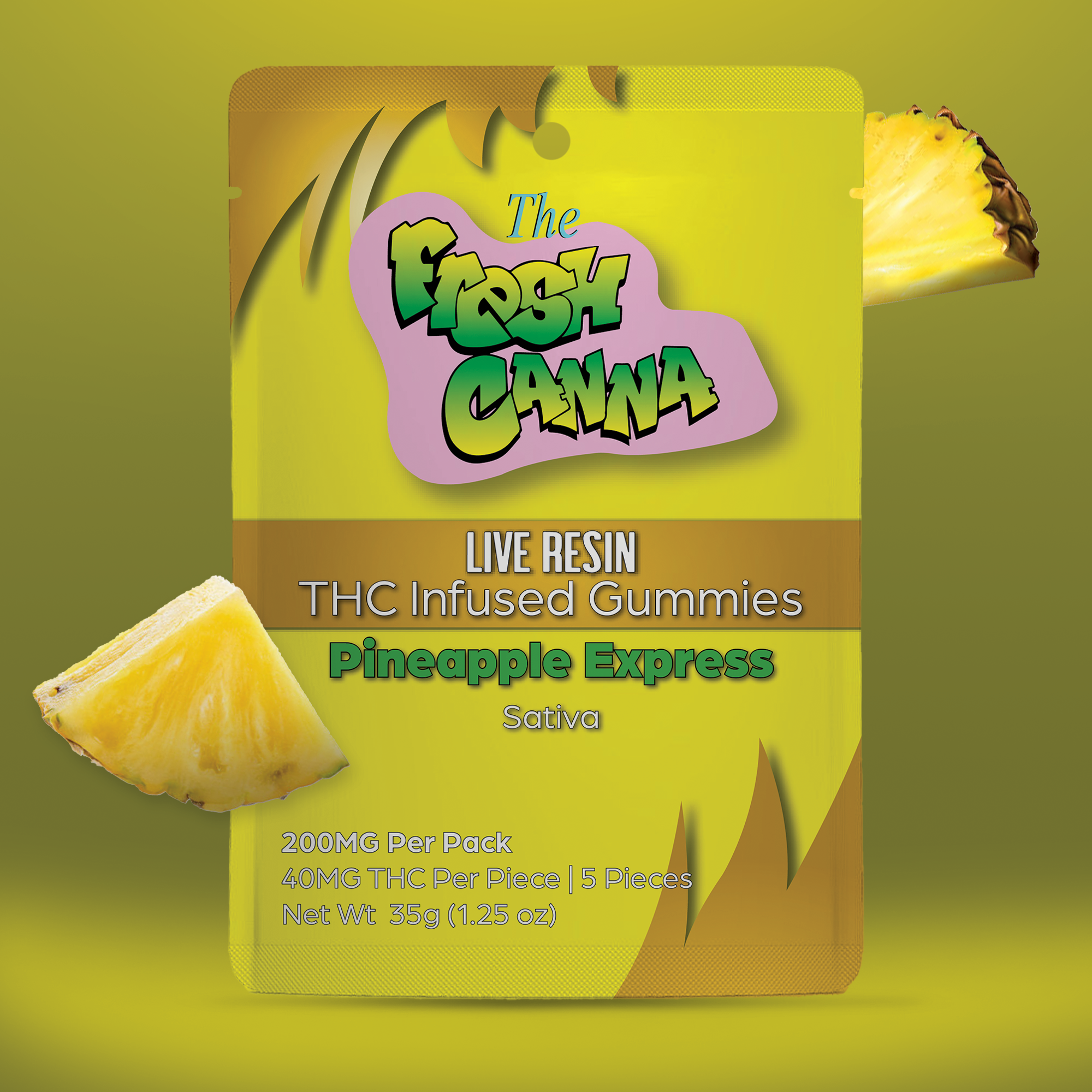 Photograph of product: Fresh Canna | Pineapple Express | 200mg Live Resin Gummies
