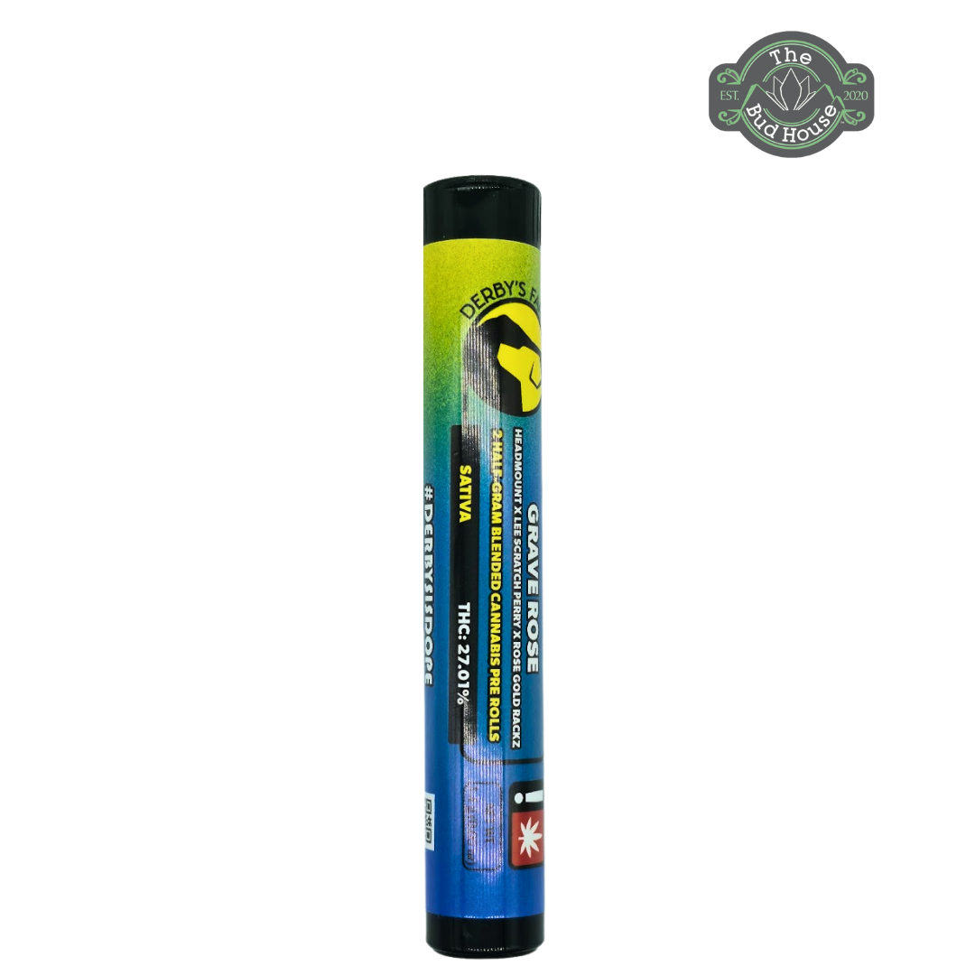 Photograph of product: Derby's 2pk GRAVE ROSE 0.5g Pre-Rolls