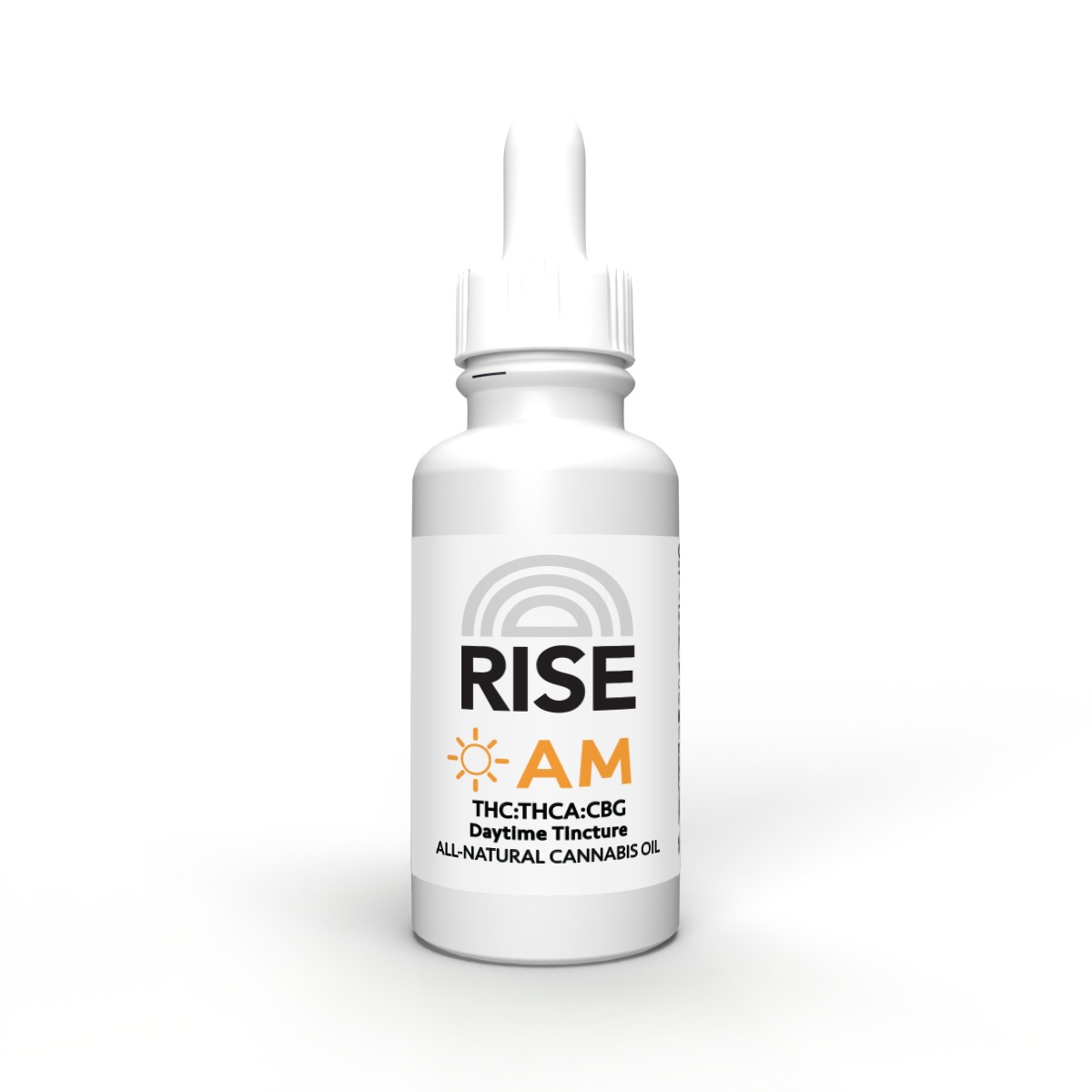Photograph of product: Rise | AM | 1:1:1 | TH-oui:TH-ouiA:CBG | 200mg:200mg:200mg | Daytime Tincture