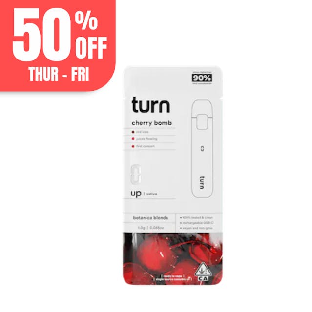 Photograph of product: Turn Up Botanica Blends | 1g - Cherry Bomb - Disposable - Oui'd - 