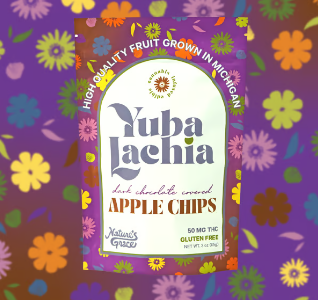 Photograph of product: Yubalachia | Dark Chocolate Covered Apple Chips | Edibles | 50mg