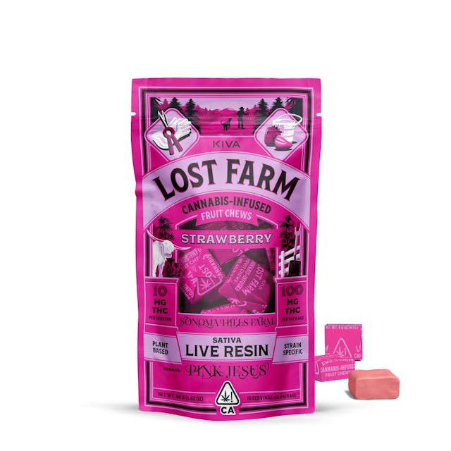 Photograph of product: Lost Farm 'Strawberry x Pink Jesus' Live Resin Chews [10pk]