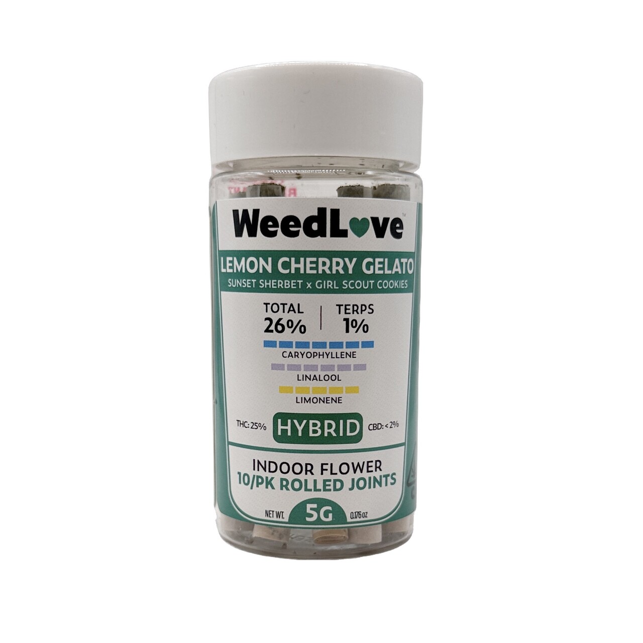 Photograph of product: LEMON CHERRY GELATO PREROLLS 10 PACK 5G