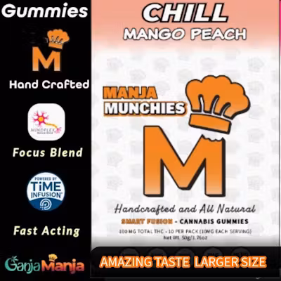 Photograph of product: Manja Munchies | Chill - Mango Peach - 100mg Gummies