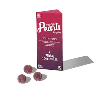 Photograph of product: 10:1 Tart Cherry Pearls | Nightly | 25CBN : 2.5mg TH-oui | 2 Pack