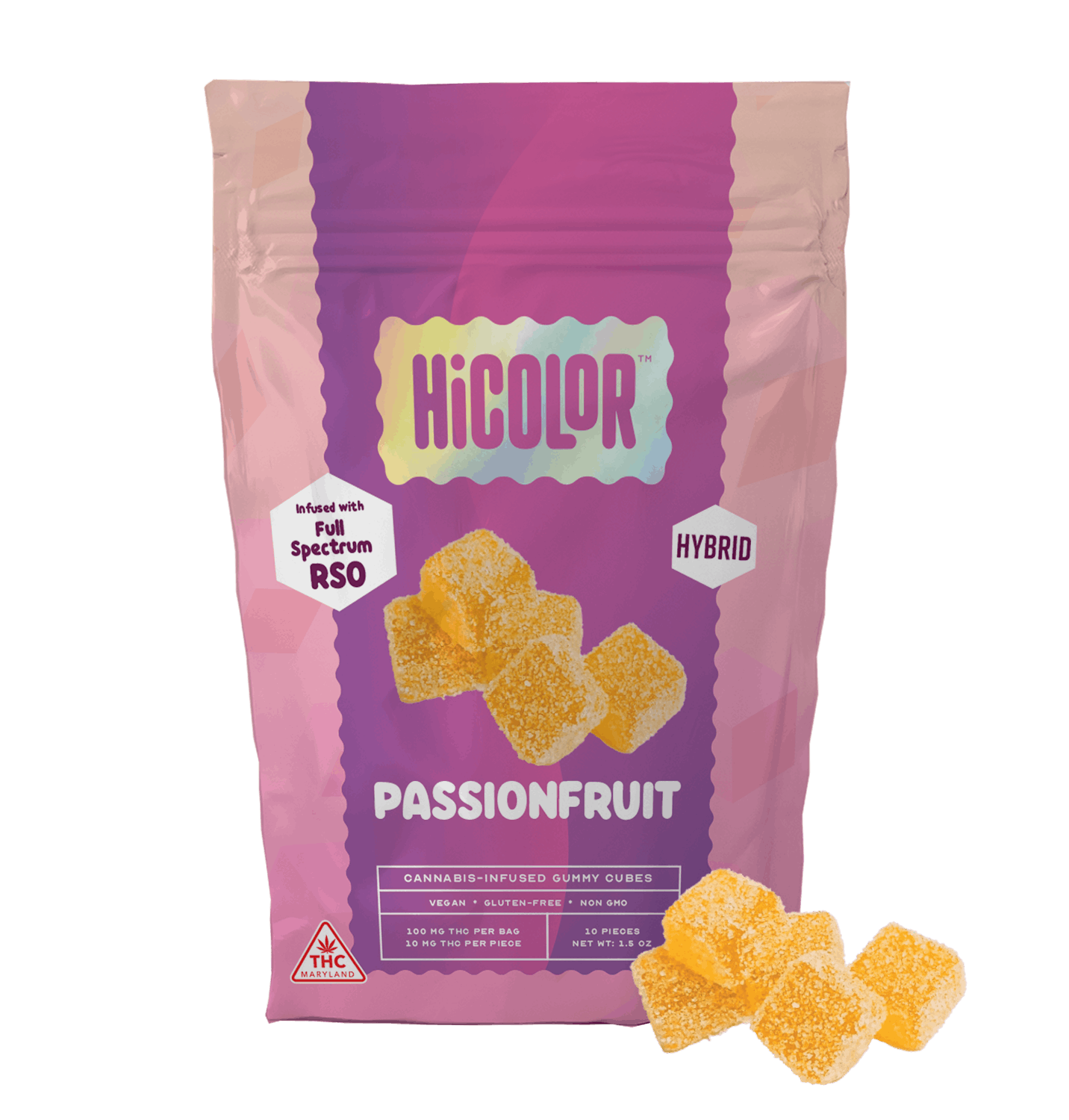 Photograph of product: 100mg Passionfruit RSO Gummies 10pk