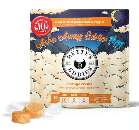 Photograph of product: Orange Creme Ache Away PM Eddies TH-oui/CBN/CBC 100mg