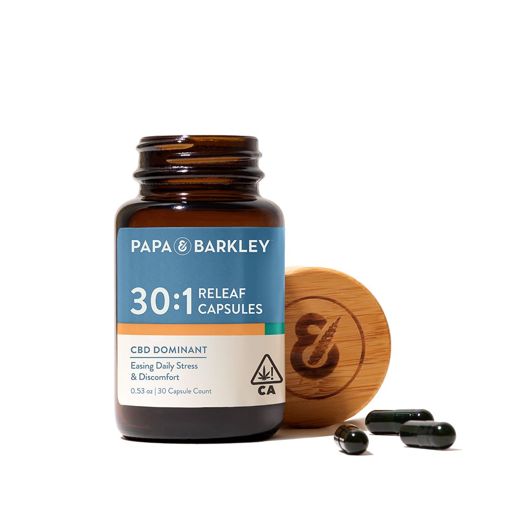 Photograph of product: Papa & Barkley - 30ct Capsules - Releaf 30:1 CBD:TH-oui