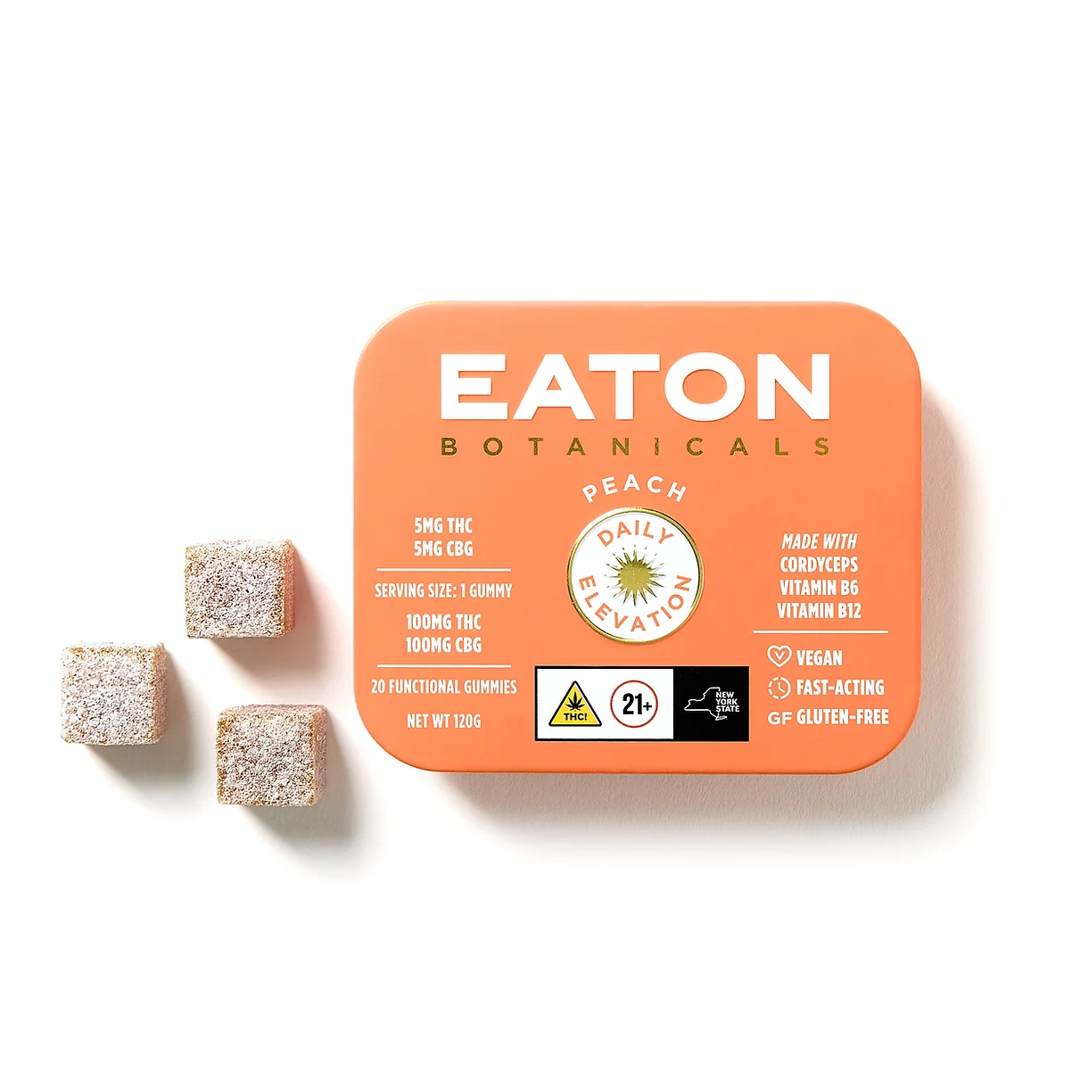 Photograph of product: Eaton | Gummies 20 Pack | Daily Elevation | Peach | 100mg