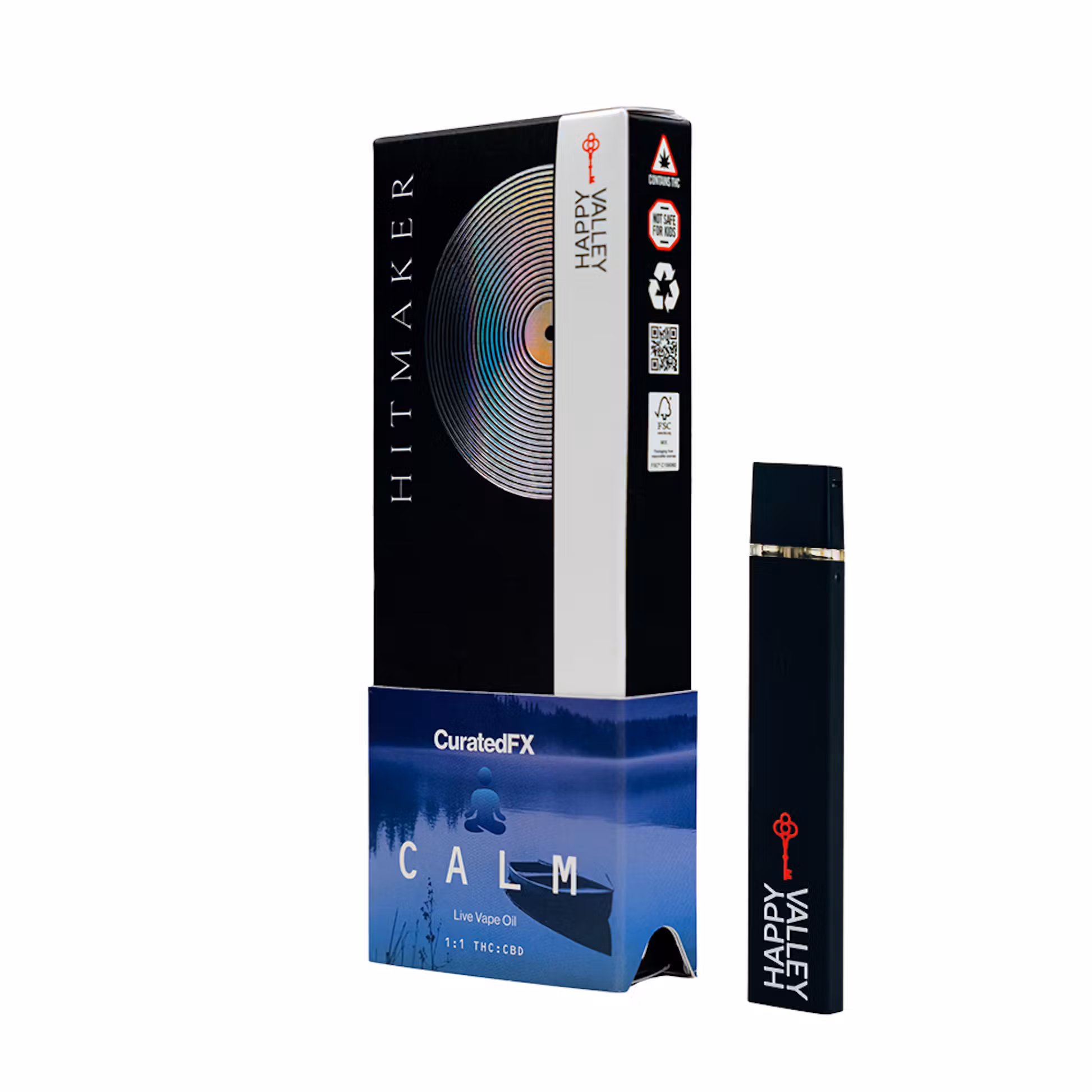 Photograph of product: Happy Valley Hitmaker | Curatedfx Calm 1:1 | .5g Disposable Vape