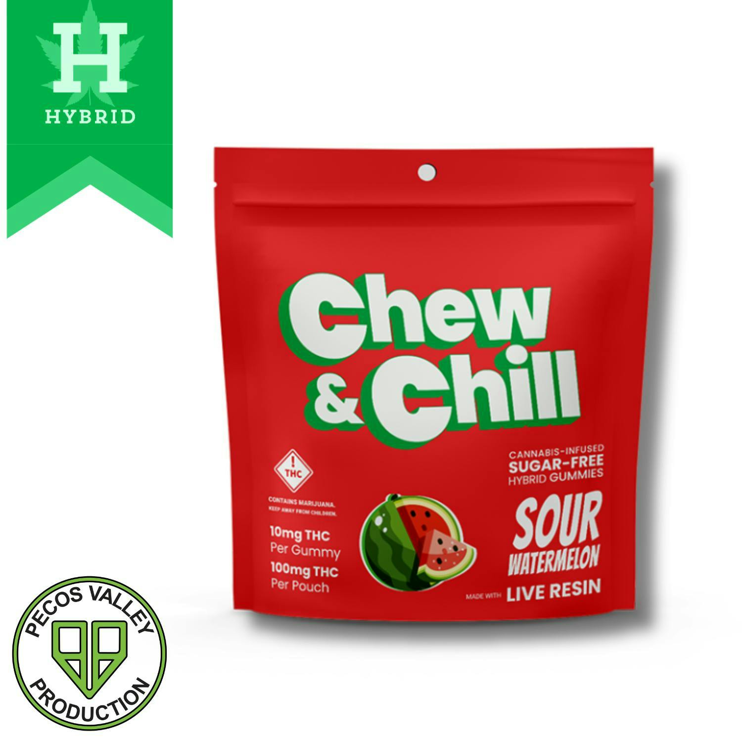Photograph of product: Sour Watermelon Sugar Free Nano Gummies 110mg | 10pk - 