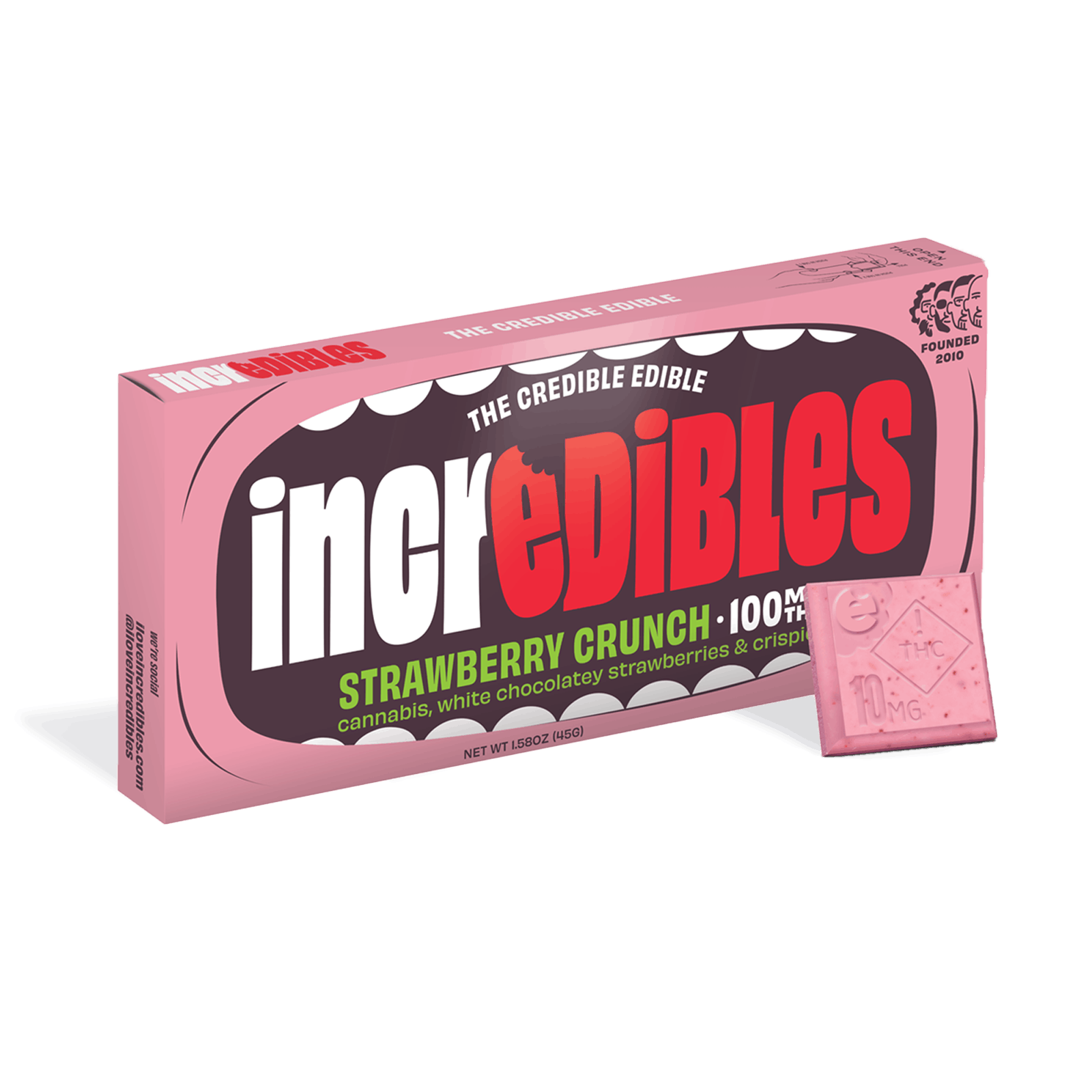 Photograph of product: Incredibles 100mg Chocolate Bar - Strawberry Crunch
