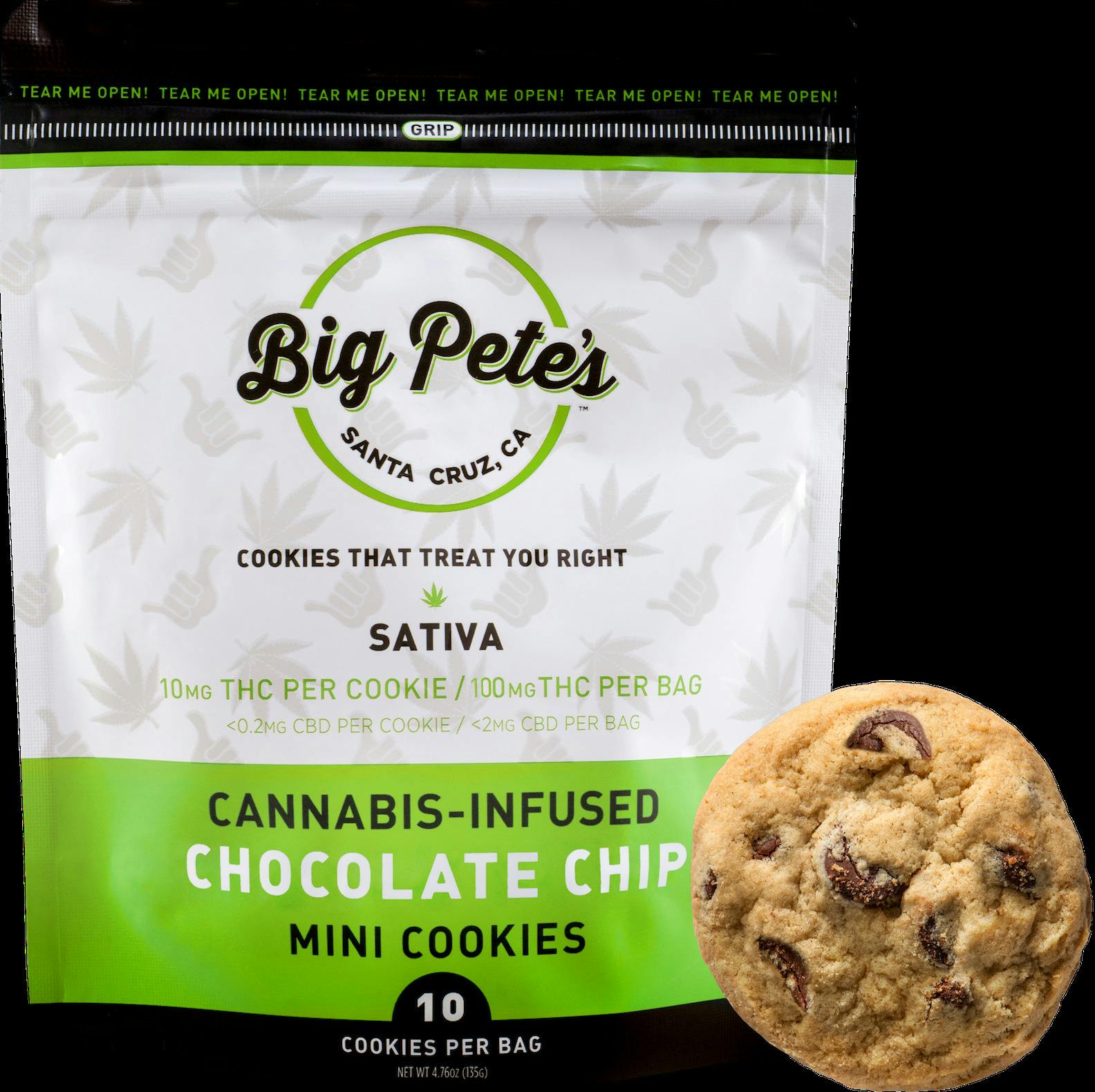 Photograph of product: Big Petes - Chocolate Chip - Oui'd - Mini Cookies - 10 Pack