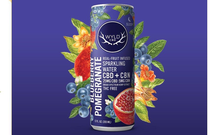 Photograph of product: Wyld CBD - Sparkling Water - - Blueberry Pomegranate 25mg CBD + 5mg CBN $5