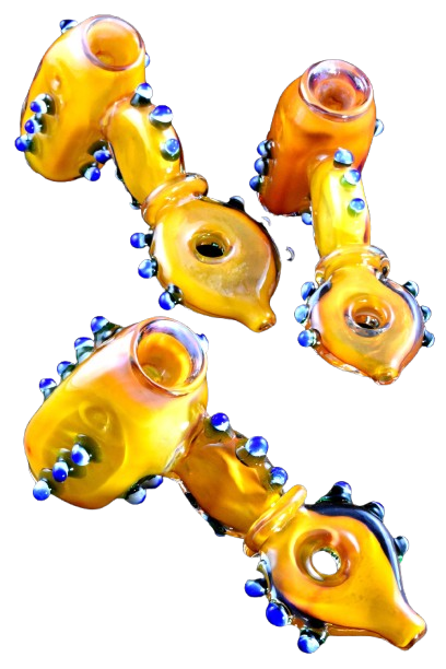 Photograph of product: CRCL | 6.5" Medium Gold Fumed Donut Hole Glass Hammer Bubbler (B1441)