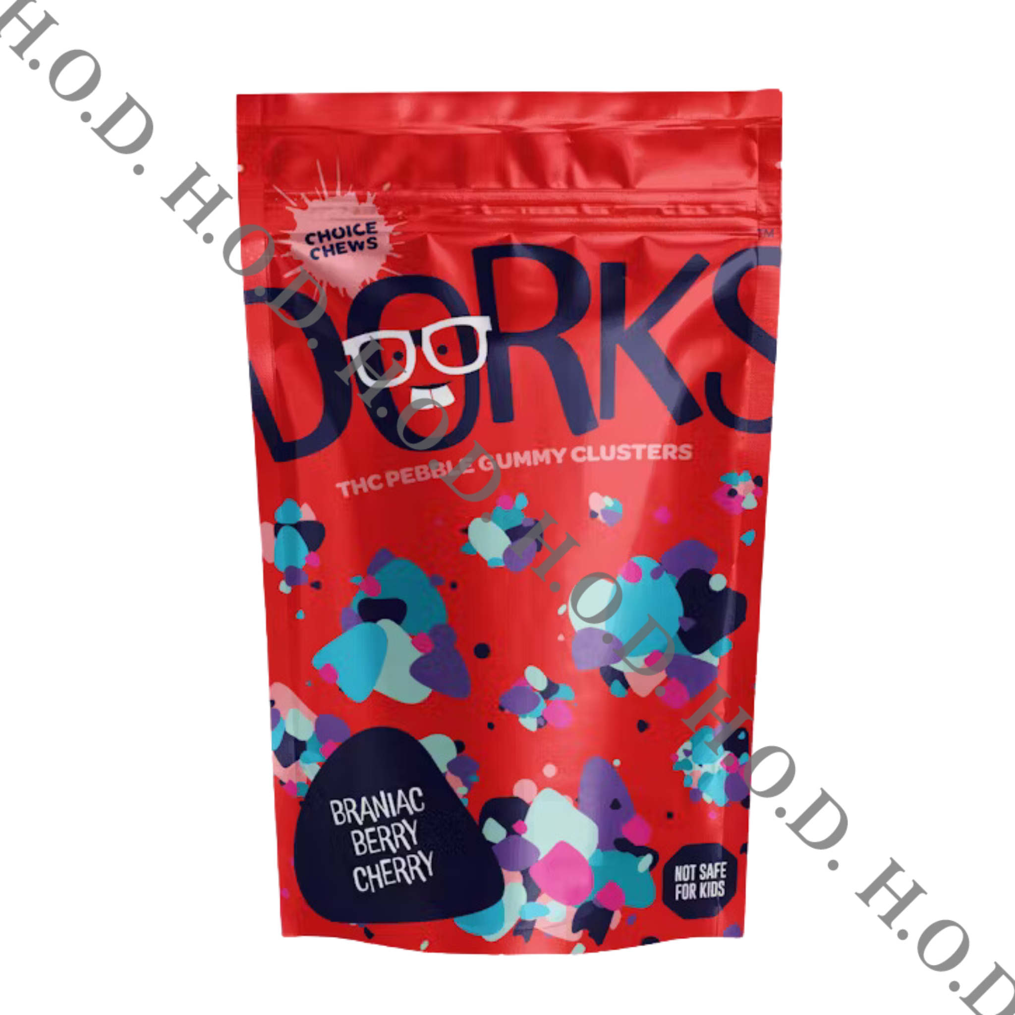 Photograph of product: Choice Brainiac Berry Cherry Dorks Gummies 200mg