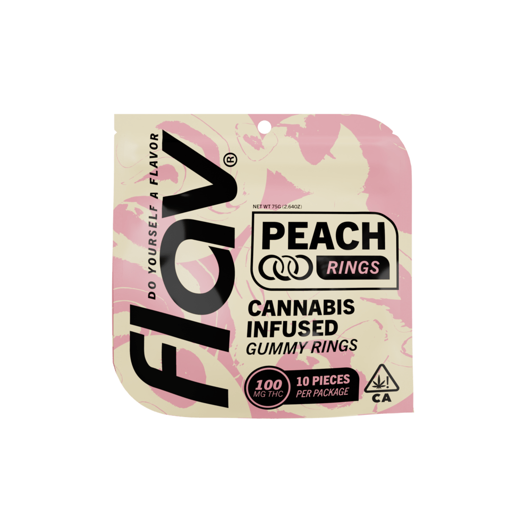Photograph of product: Flav | Peach Rings | 10pk Gummies | 100mg