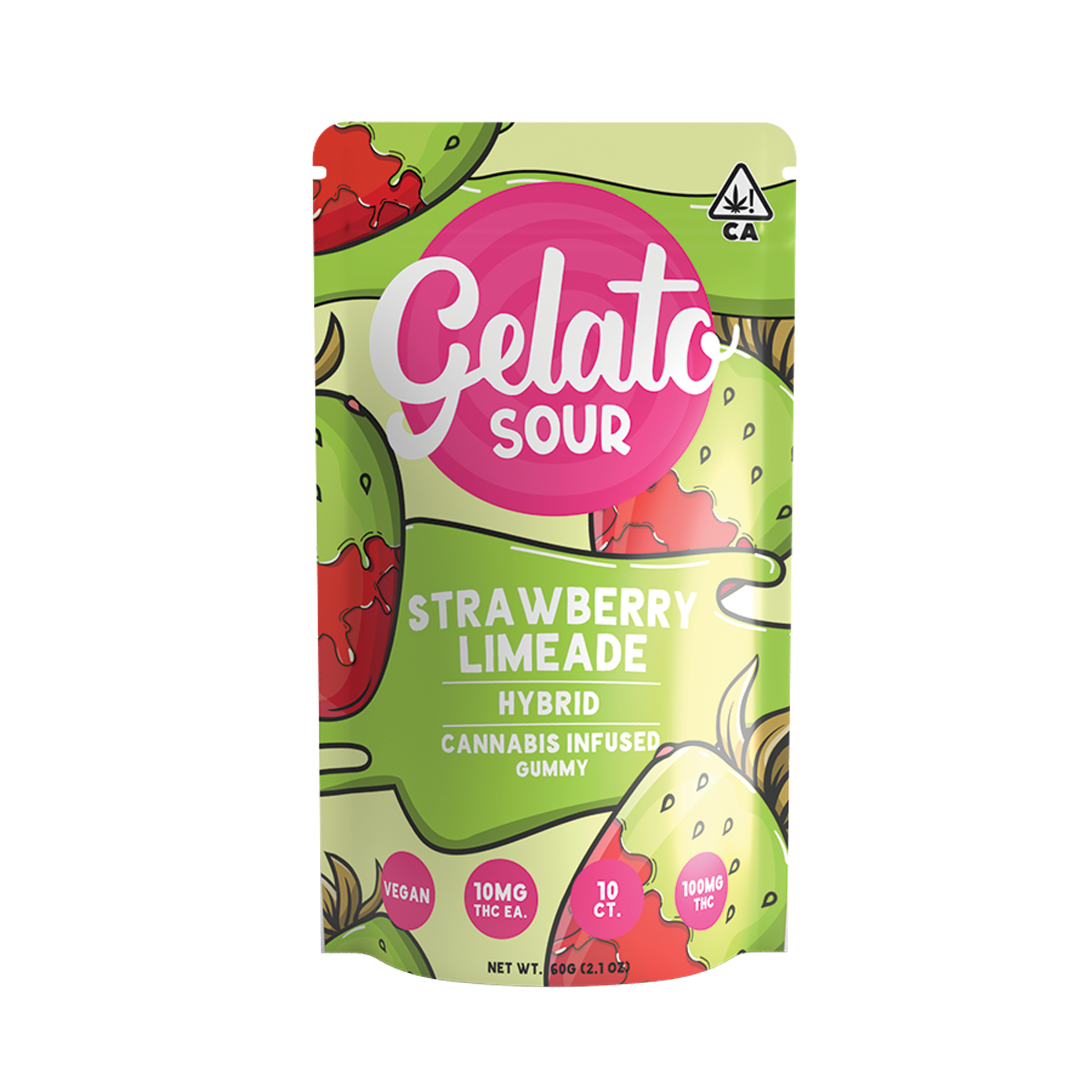 Photograph of product: Gelato Gummy Sour Strawberry Limeade - HYBRID (100mg)