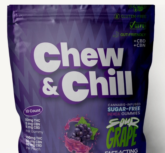 Photograph of product: Sour Grape Oui'd Gummies | 100mg | Chew & Chill