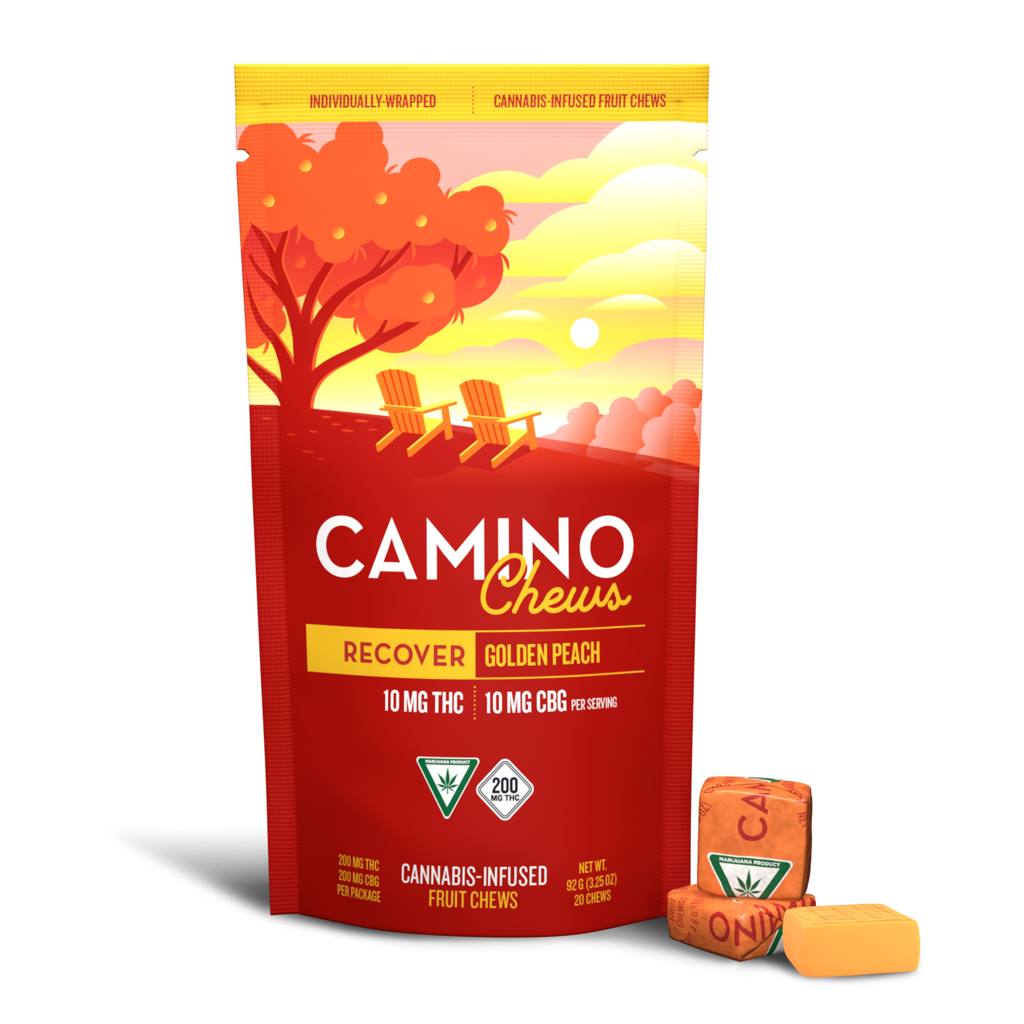 Photograph of product: Camino Golden Peach Chews 200mg THC | 200mg CBG