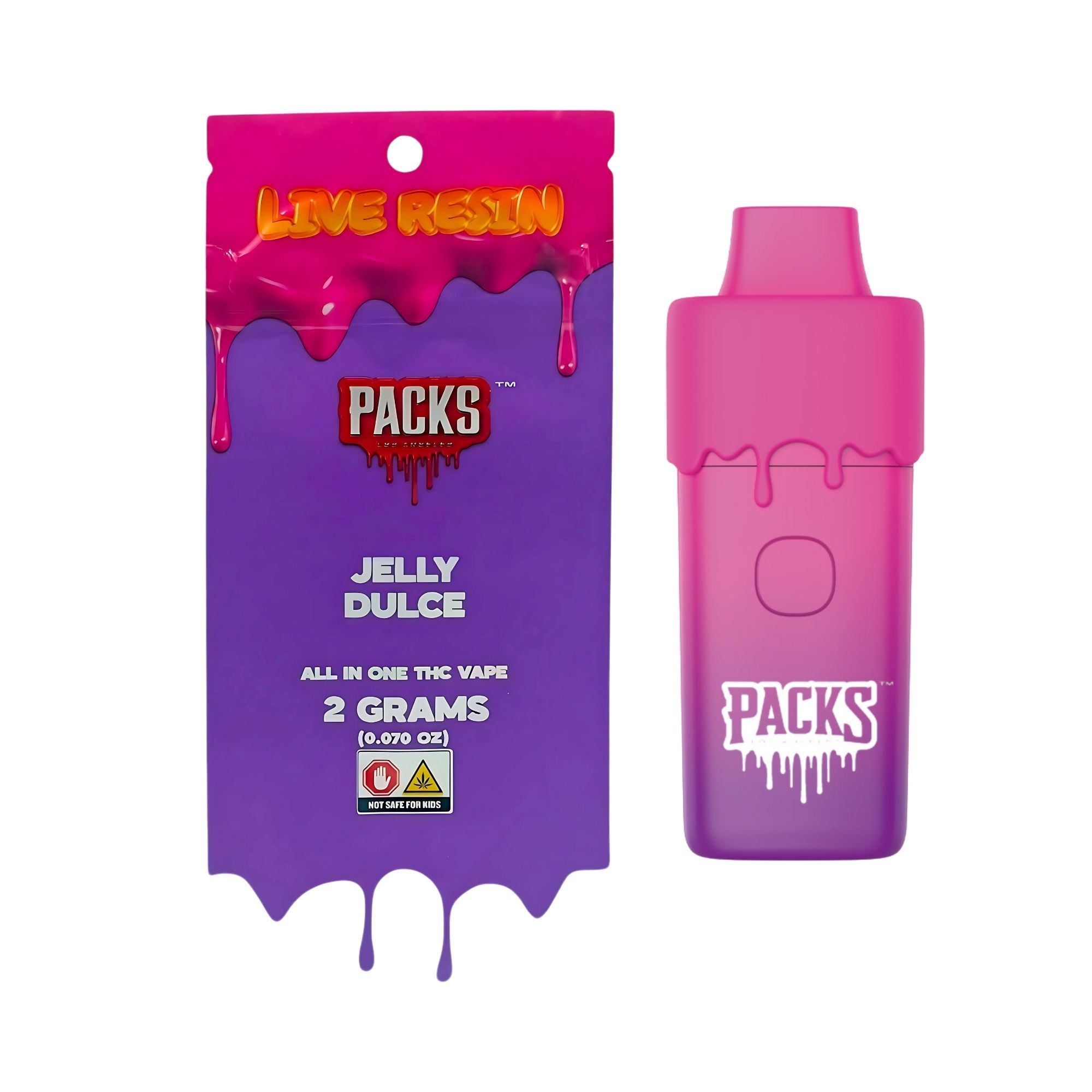 Photograph of product: Packs | Jelly Dulce | Live Resin Disposable Vape | 2g