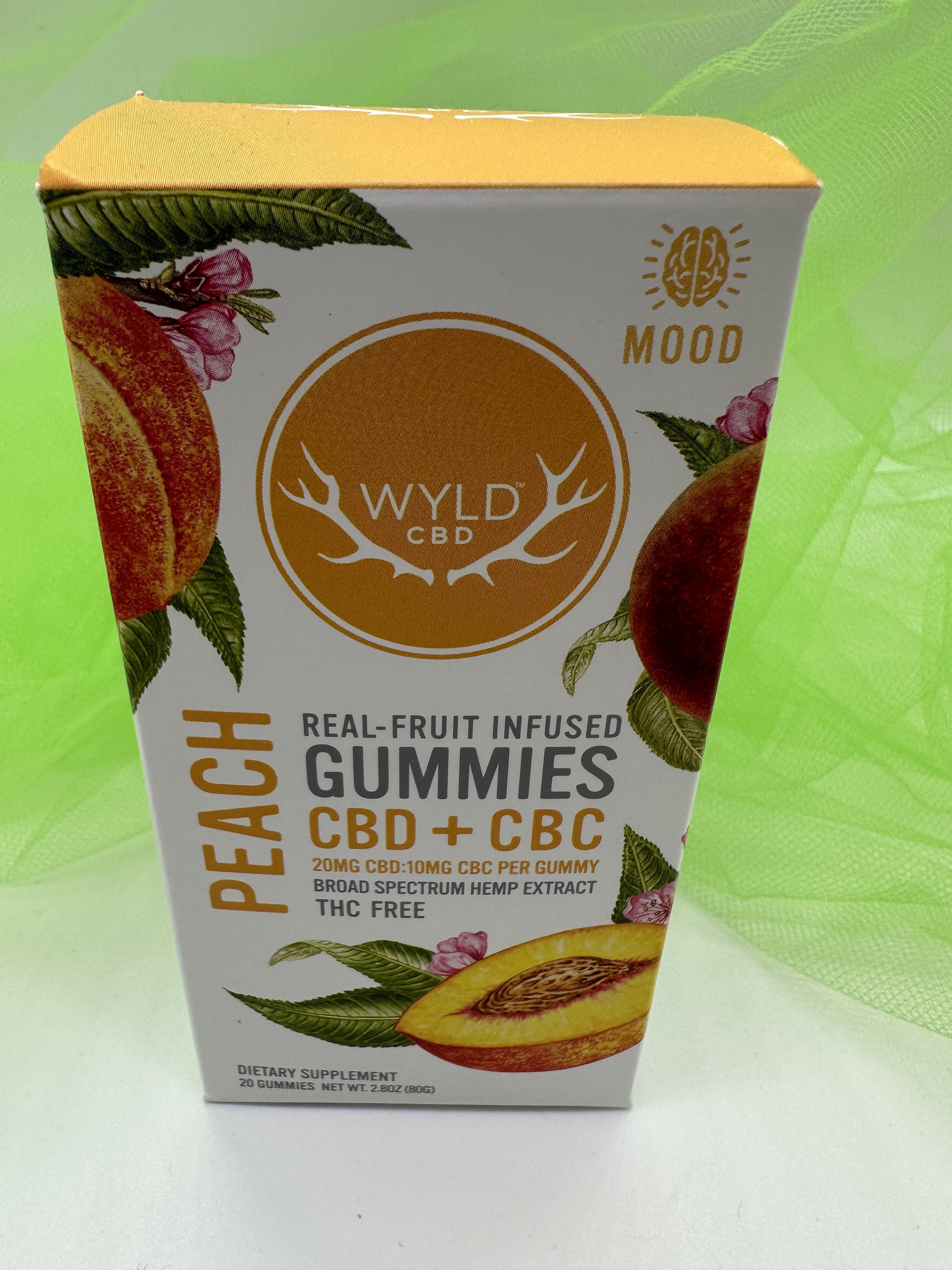 Photograph of product: Wyld CBD Peach 1000mg CBD:CBC 40 pc 800mg CBD: 400mg CBC