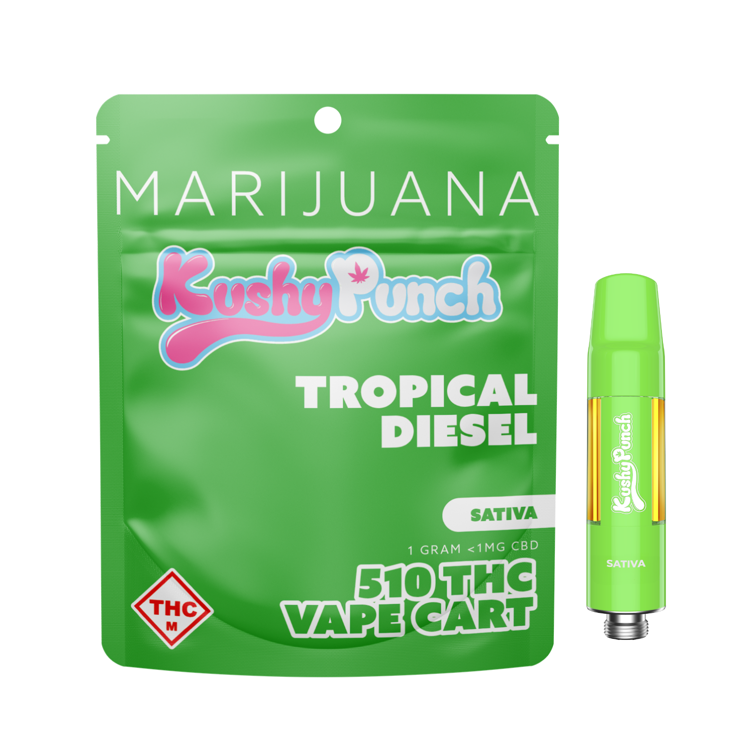 Photograph of product: KUSHY PUNCH - CART DISTILLATE - 1G - TROPICAL DIESEL - Oui'd