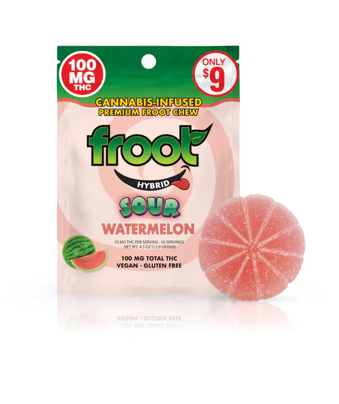 Photograph of product: FROOT 100MG SINGLE GUMMY - SOUR WATERMELON