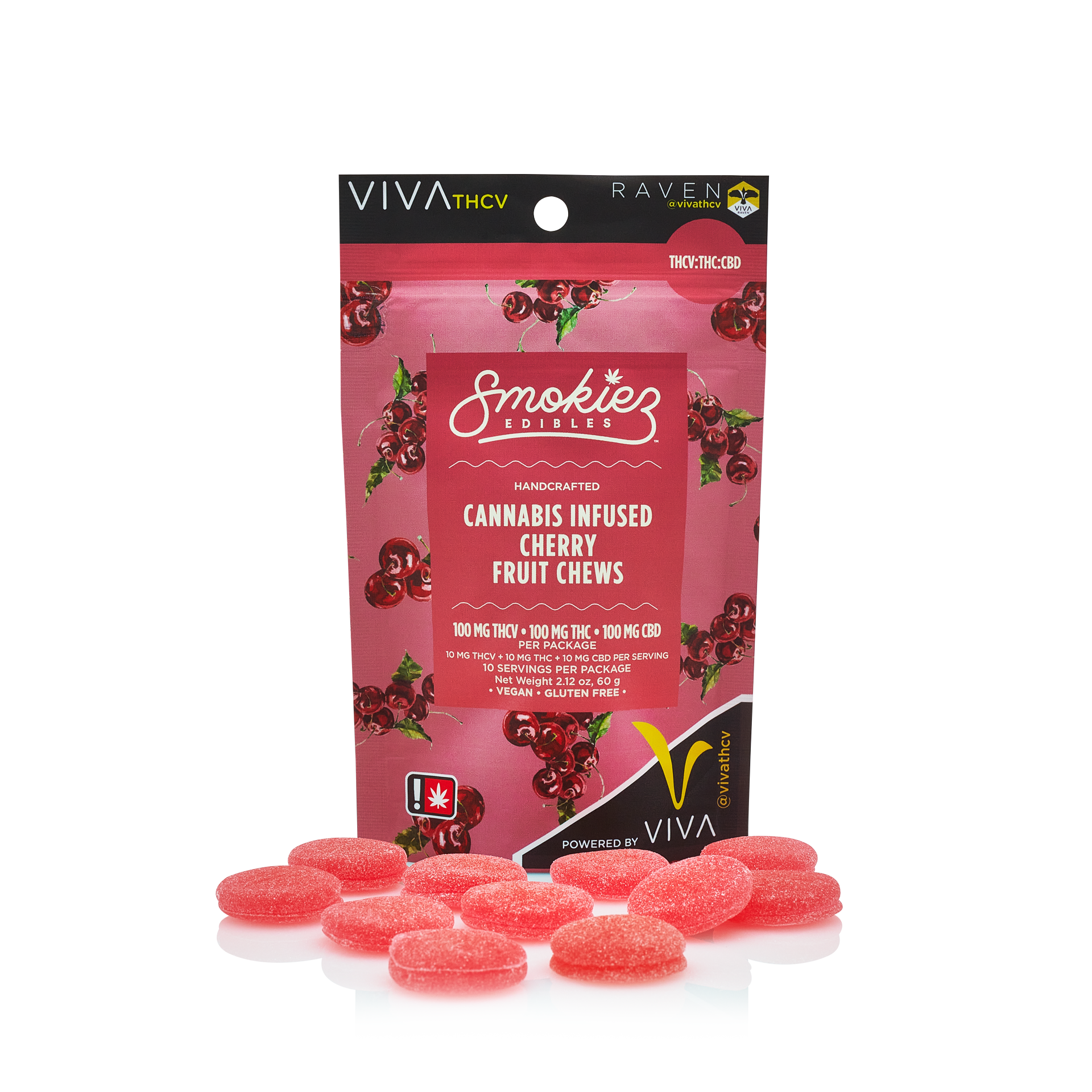 Photograph of product: Smokiez - 1:1:1 (TH-ouiV:TH-oui:CBD) Cherry Gummies 10pk (H)