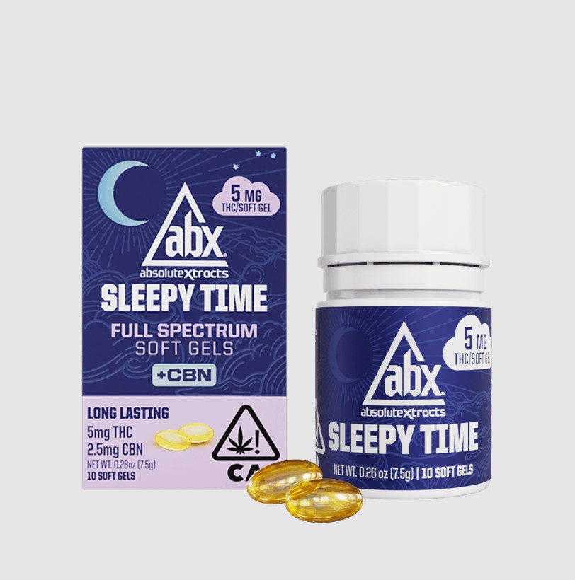 Photograph of product: ABX Sleepy Time Solventless + CBN Soft Gels 25mgTHC 12.5mgCBN 30Pk