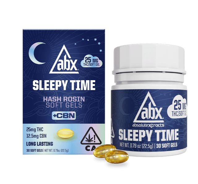 Photograph of product: 25mg Sleepy Time Hash Rosin + CBN Soft Gels | 30ct - 