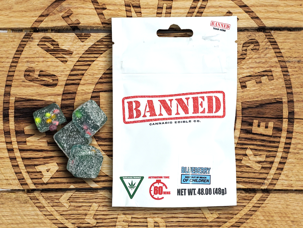 Photograph of product: Banned Oui'd Company | Blueberry Gummy 4-Pack | 200mg