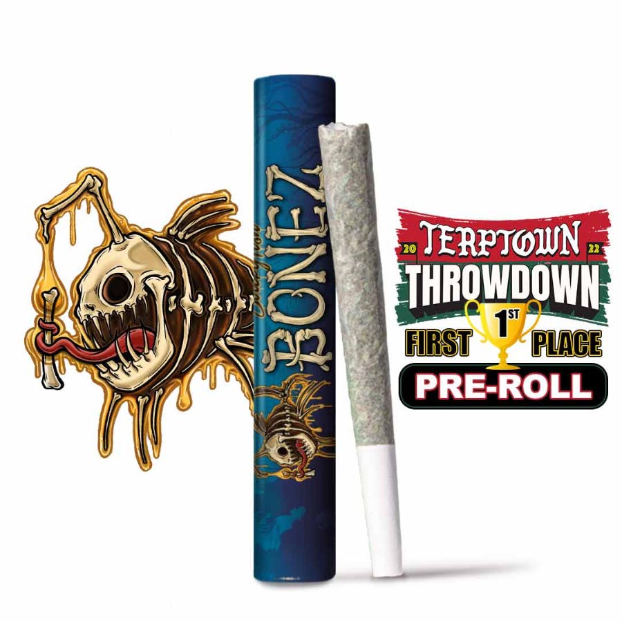 Photograph of product: Creamsicle Kush Diamond Sticky Fish Bonez Infused Pre-Roll Single