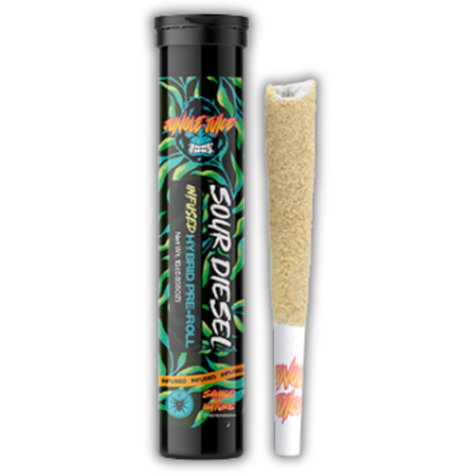 Photograph of product: Jungle Juice | Infused Pre-Roll | Tarantula | Sour Diesel | 1g
