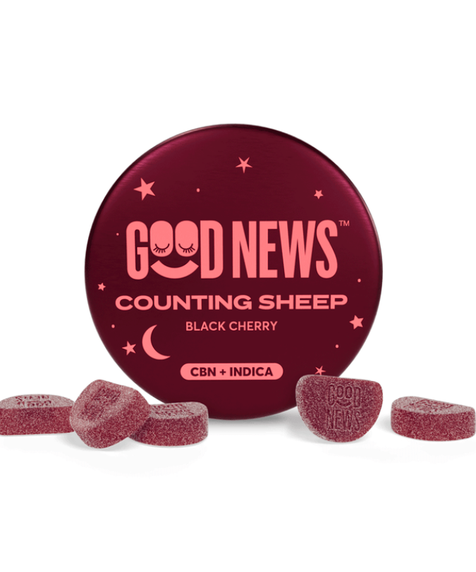 Photograph of product: Counting Sheep Black Cherry | 1:2 CBN:TH-oui Gummies | 100mg