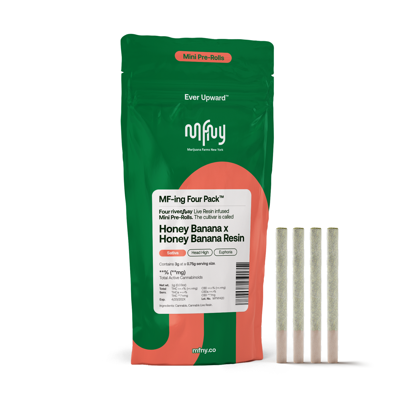 Photograph of product: MFNY Honey Banana x Honey Banana - Live Resin (4pk - /ea) - Infused Prerolls