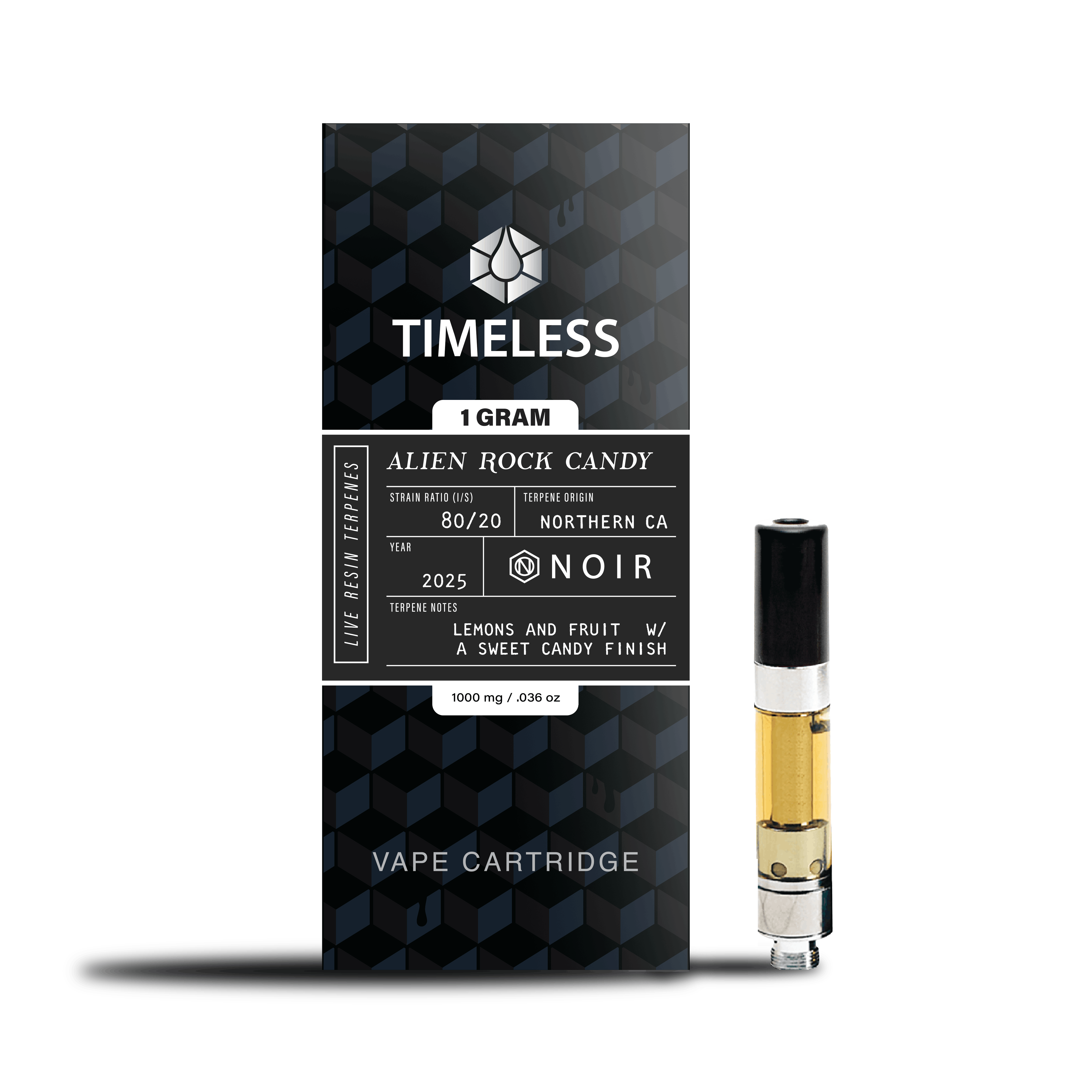 Photograph of product: NOIR Alien Rock Candy Live Resin Cartridge | 1g - 