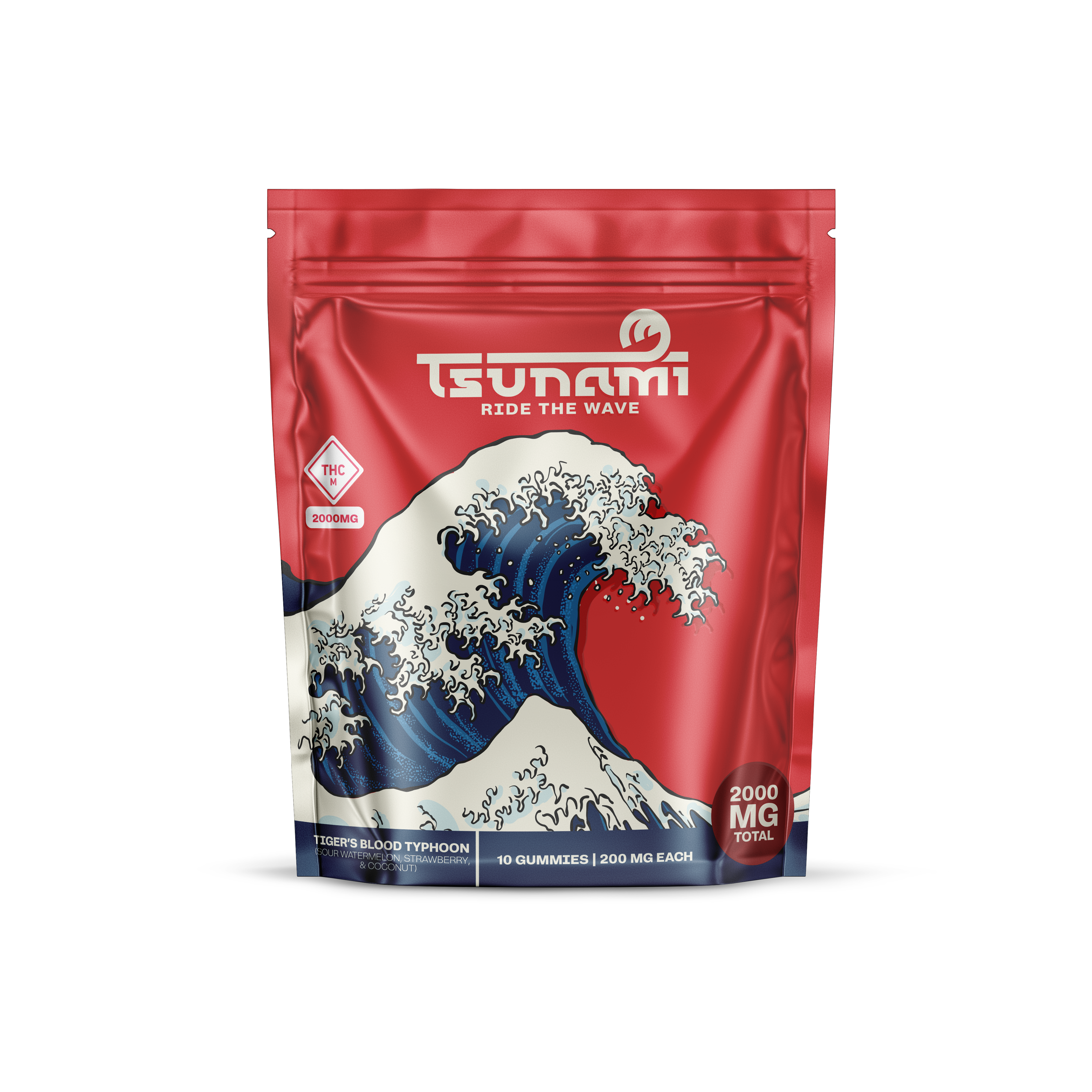 Photograph of product: Tsunami Gummies | Tiger's Blood Typhoon (Sour) | 2000mg | 10pk