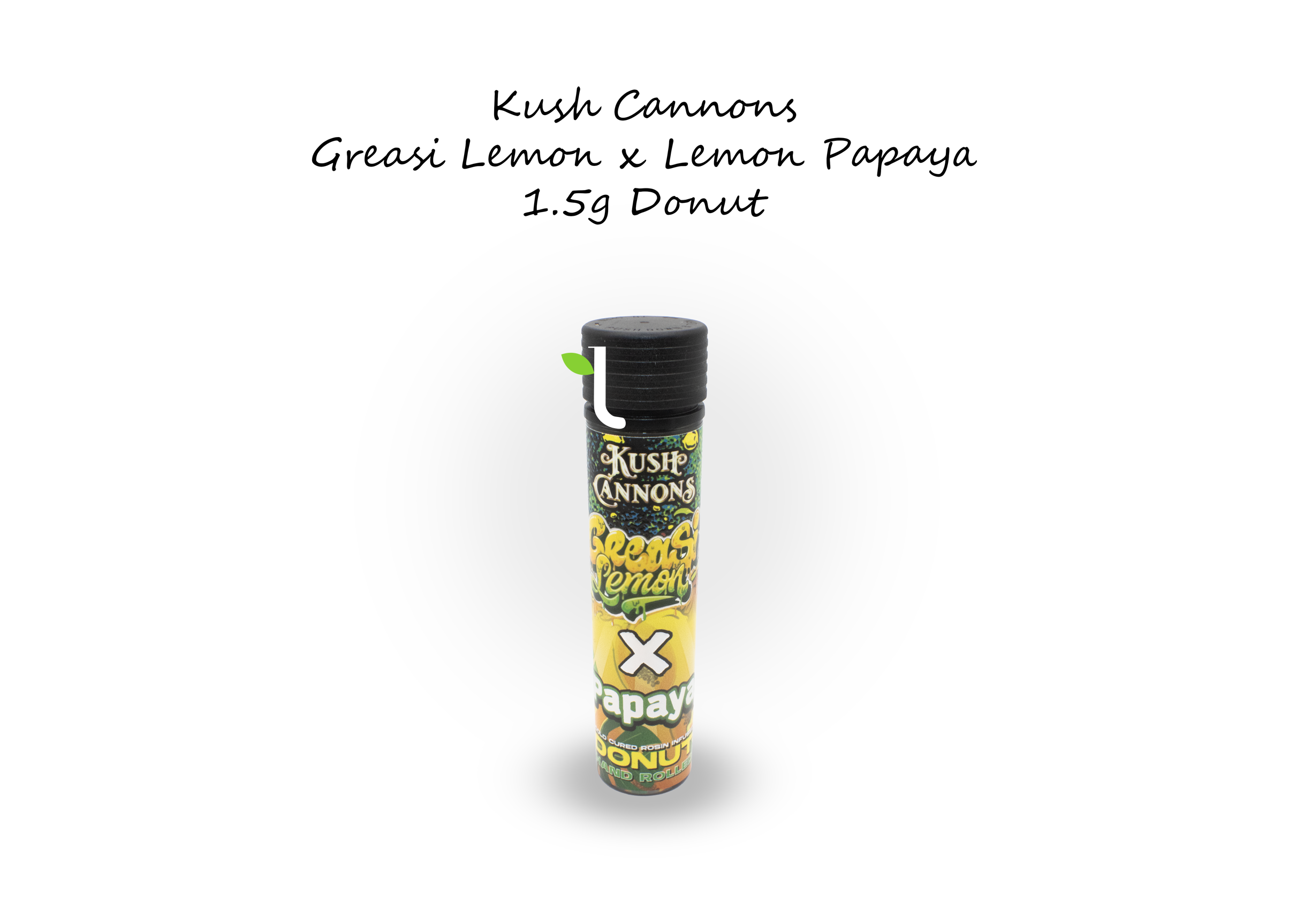 Photograph of product: Kush Cannons | Greasi Lemon x Papaya | 1.8g Donut
