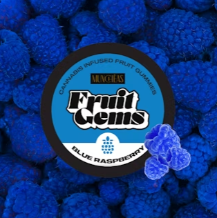 Photograph of product: Muncheas Blue Raspberry Gummies 100mg